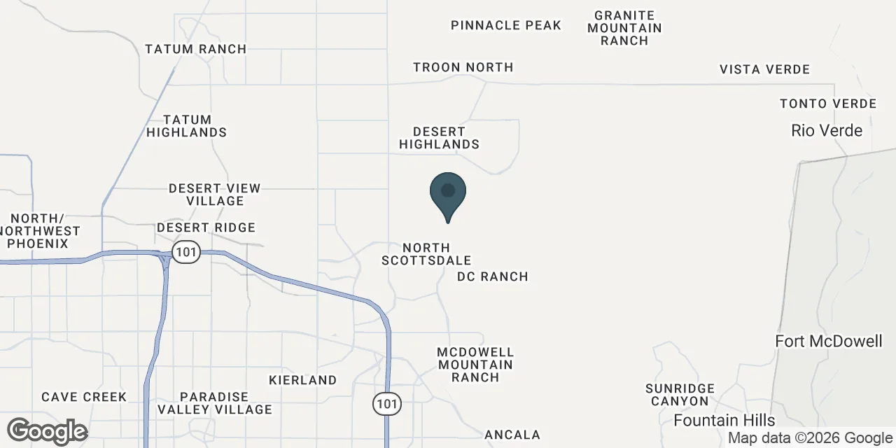Map of the Scottsdale, AZ service area covered by Scottsdale Premier Electric Gates.